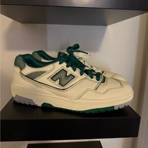 New Balance 550 Cream and Green Sneakers
